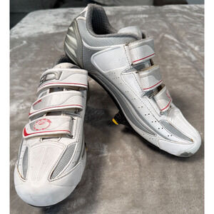Sidi White Red Hook & Loop 3 Bolt Road Cycling Shoes Mens Size 43 US 9